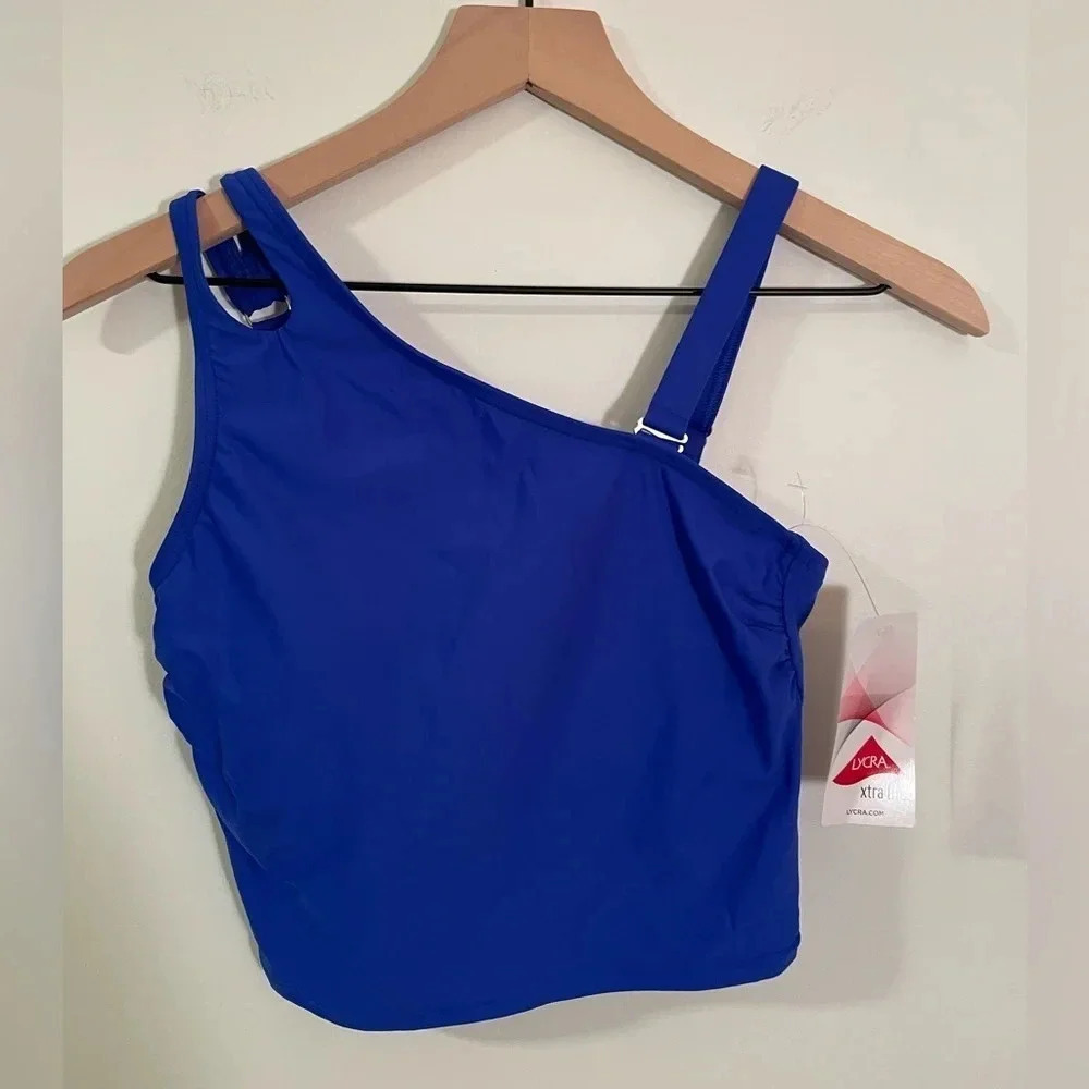 Lands’ End Chlorine Resistant 1 or 2 Shoulder Strap Blue Swim Top, Sz XS 2-4